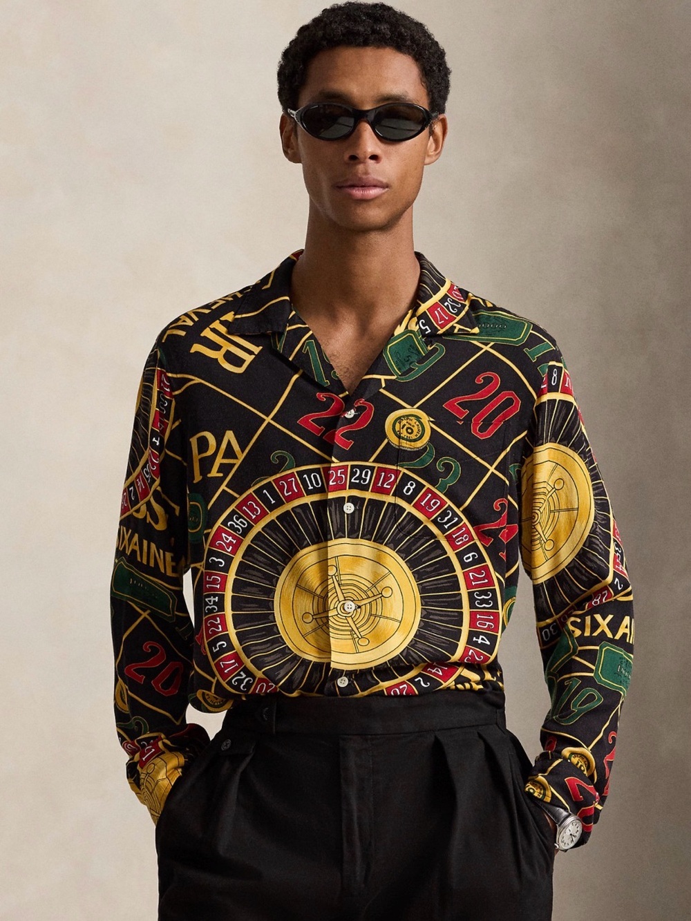 Polo by Ralph Lauren Black Roulette-Print Casino Shirt with Gold & Green Accent - Picture 2 of 7